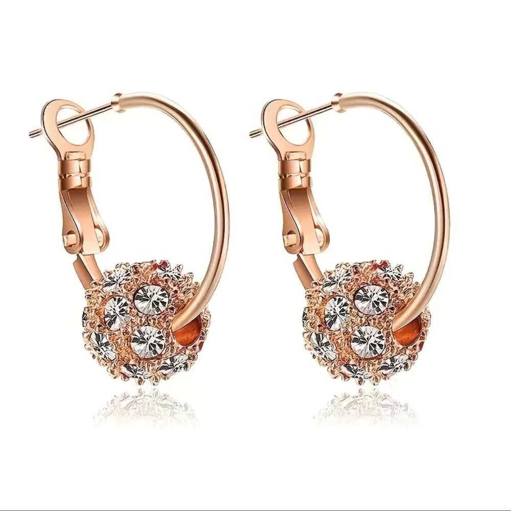 Elegant Spherical Dangle Gold Plated Diamond Earrings
